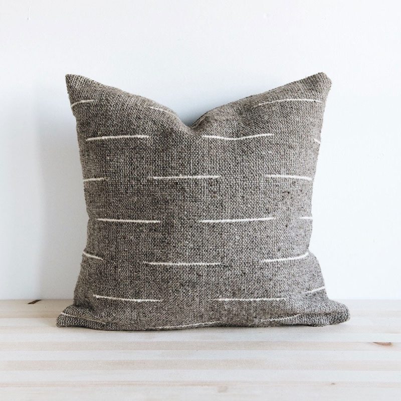 wool throw pillow natural with white dash