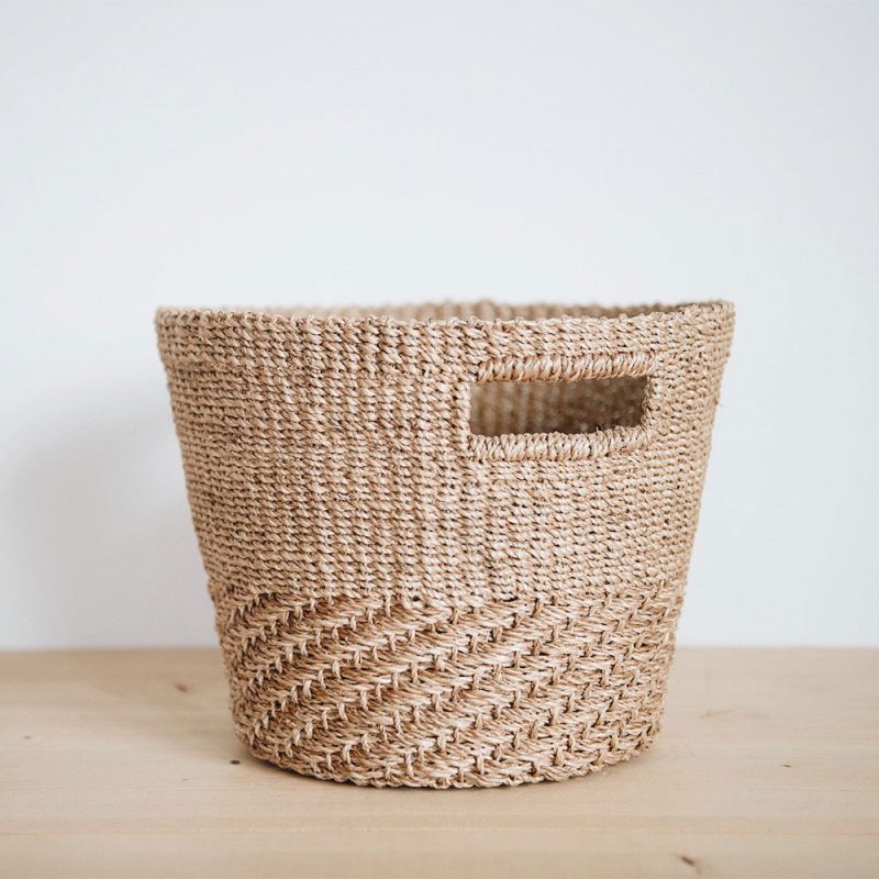 woven basket with handles